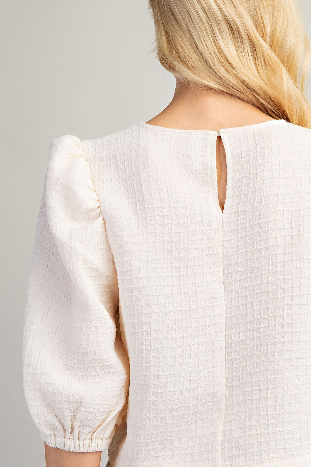 Textured Puff-Sleeve Short Set