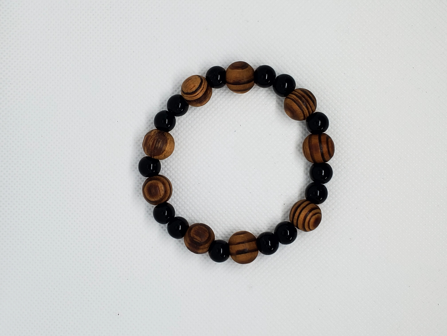 Swirly Wood Bead Bracelet