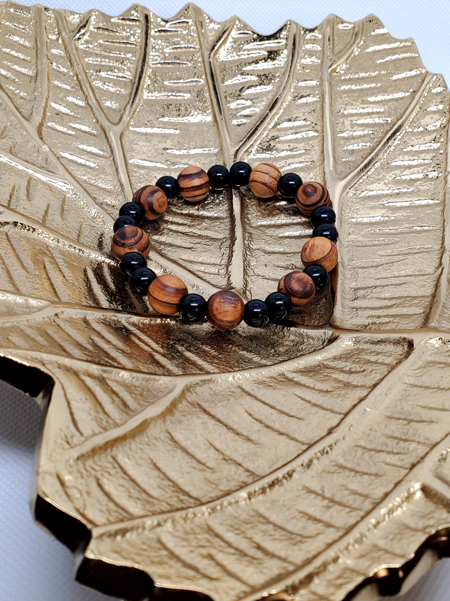 Swirly Wood Bead Bracelet