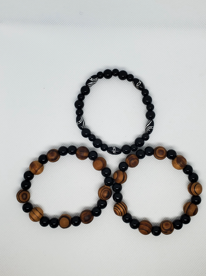 Swirly Wood Bead Bracelet