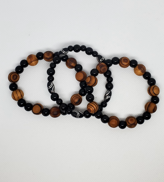 Swirly Wood Bead Bracelet