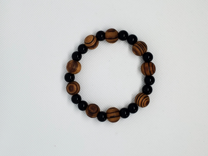 Swirly Wood Bead Bracelet