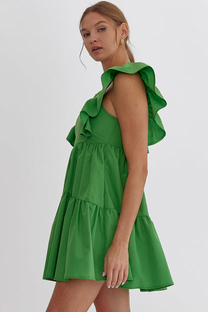Solid square neck baby doll Mini dress