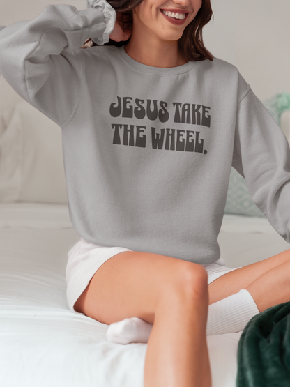 Jesus Take the Wheel Midweight Crewneck Sweatshirt