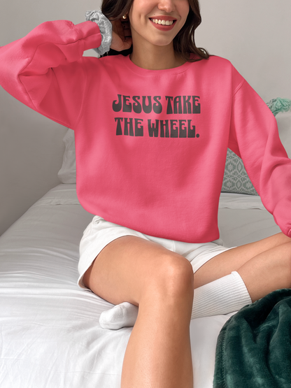 Jesus Take the Wheel Midweight Crewneck Sweatshirt